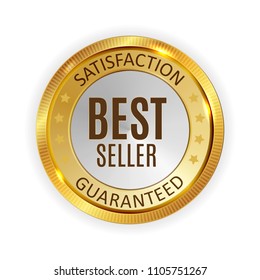 Best Seller Golden Shiny Label Sign. Vector Illustration EPS10