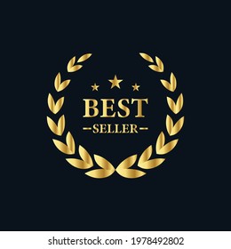 Best seller golden vector isolated. Best price label on navy background. Vector illustration