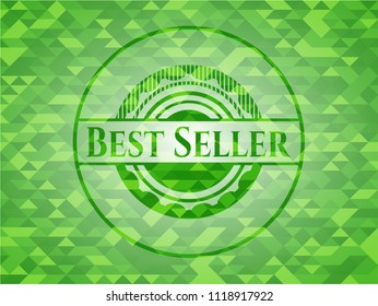 Best Seller green emblem with triangle mosaic background