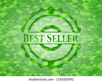 Best Seller green emblem with triangle mosaic background