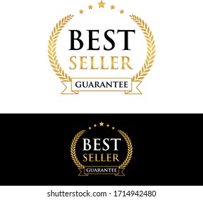 best seller guarantee golden badge and label vector