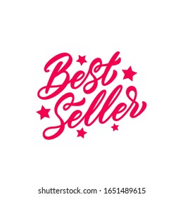Best Seller hand drawn lettering. Ready red text for business, promotion and advertising. Lettering style. Best seller calligraphic inscription isolated on white background.