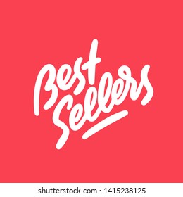 Best Seller handwritten inscription on red circle brush stroke background. Creative typography for business, promotion and advertising. Vector illustration. 