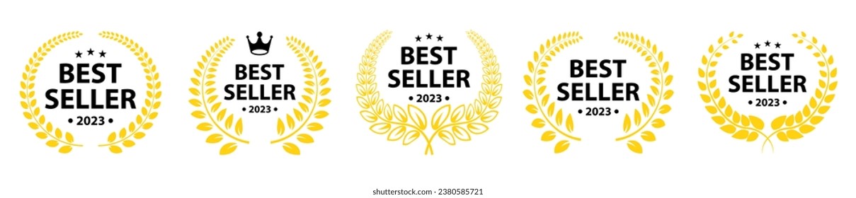 Best seller Icon .Laurel wreaths icon set.Awards icon. Branches symbol,Silhouette .