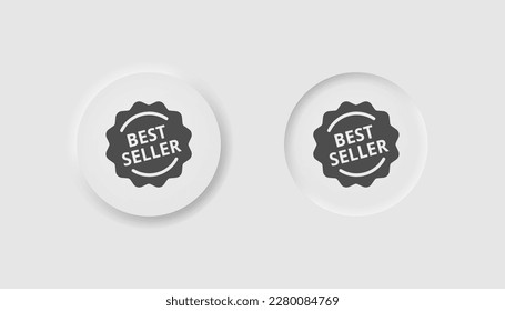 Best seller icon in neumorphism style. Icons for business, white UI, UX. First place symbol. Sale, medal, award, sticker for cover books, products. Neumorphic style.