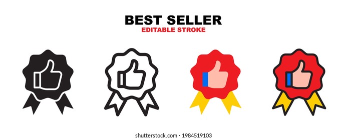 Best Seller icon set with different styles. Colored vector icons designed in filled, outline, flat, glyph and line colored. Editable stroke and pixel perfect. Can be used for web, mobile, ui and more.