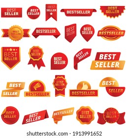 Best seller icons set. Cartoon set of best seller vector icons for web design