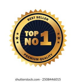 best seller no 1 premium badge gold isolated white background