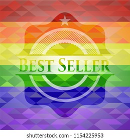 Best Seller on mosaic background with the colors of the LGBT flag