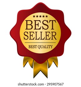 best seller red badge gold ribbon