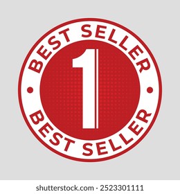 Insignia roja del best seller con el número uno dentro