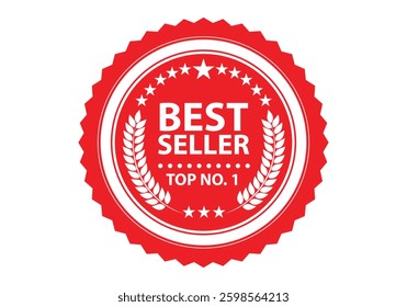 Best seller red badge, symbol, icon, stamp, label, vector illustration.