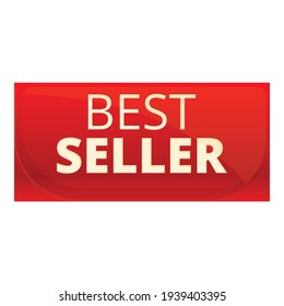 Best seller red banner icon. Cartoon of Best seller red banner vector icon for web design isolated on white background