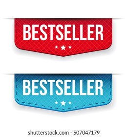 Best Seller red and blue ribbon vector