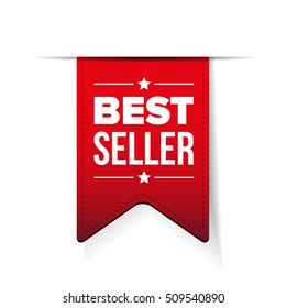 Best Seller red ribbon vector