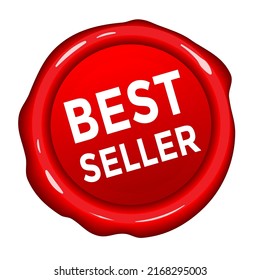 best seller, red wax seal, vector illustration 