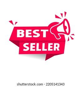Best seller. Ribbon banner design. Flat style vector.