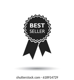 Best Seller Ribbon Icon. Medal Vector Illustration In Flat Style On White Background.