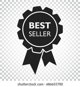 Best seller ribbon icon. Medal vector illustration in flat style on isolated background. Simple business concept pictogram.