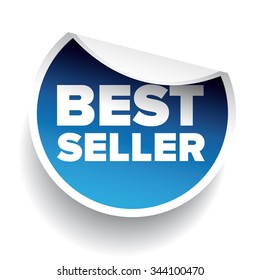 Best Seller round sticker or label blue