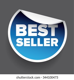 Best Seller round sticker or label blue