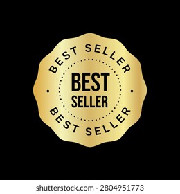 Best seller round vector gold badge with separate words around circle, isolated vector emblem

