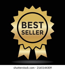 best seller seal, golden collor vector illustration 