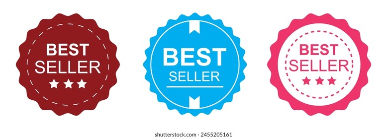 Best seller sign icon. Best seller award symbol. Stars stickers. Certificate emblem labels, eps10