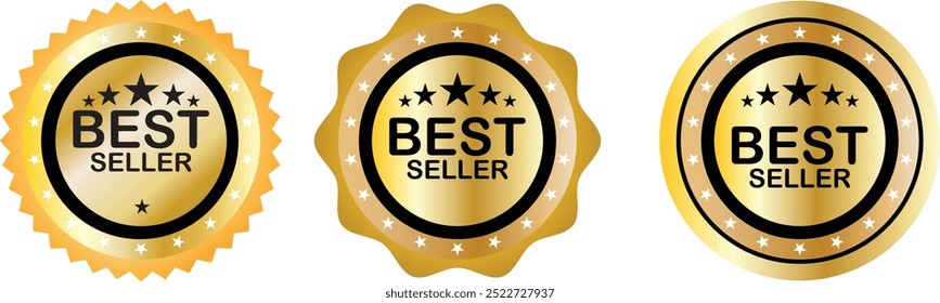 Icono de signo de best seller. Símbolo del premio al mejor vendedor. Pegatinas de estrellas. Vector eps10