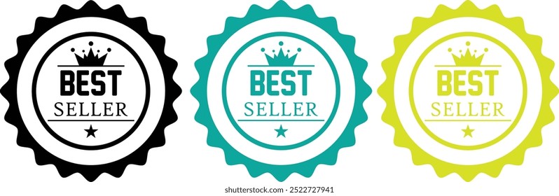 Icono de signo de best seller. Símbolo del premio al mejor vendedor. Pegatinas de estrellas. Vector eps10