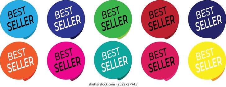 Icono de signo de best seller. Símbolo del premio al mejor vendedor. Pegatinas de estrellas. Vector eps10