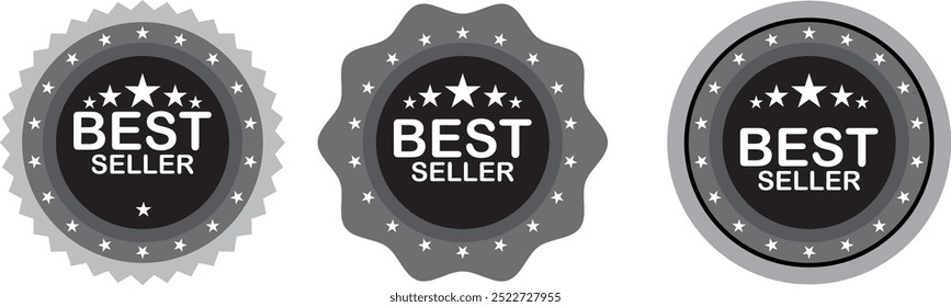 Icono de signo de best seller. Símbolo del premio al mejor vendedor. Pegatinas de estrellas. Vector eps10