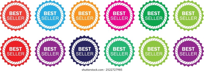 Icono de signo de best seller. Símbolo del premio al mejor vendedor. Pegatinas de estrellas. Vector eps10