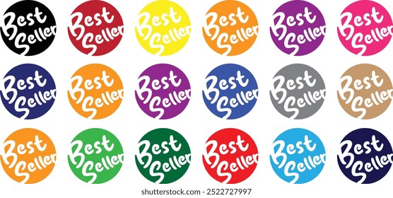 Icono de signo de best seller. Símbolo del premio al mejor vendedor. Pegatinas de estrellas. Vector eps10