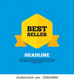 Best seller sign icon. Best seller award symbol. Yellow label tag. Circles seamless pattern on back. Vector