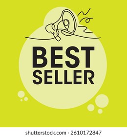 Best seller sign, label clip art flat design.