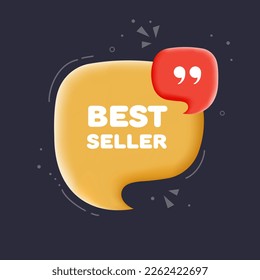El mejor vendedor. Burbuja de voz con el texto del mejor vendedor. 3 quinquies ilustración. Estilo de arte pop. Icono de línea de vector para negocios y publicidad