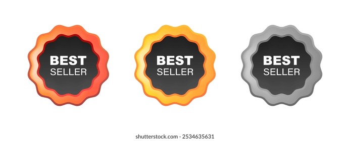 Best seller star badge vector set