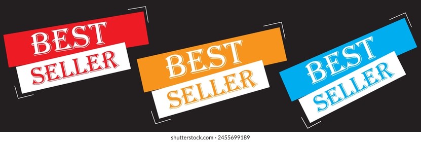 Best seller sticker, label, banner, ribbon collection. Set of best seller emblem for sale, special offer, promotion, advertising