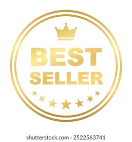 Best seller sticker label, Gold badge with Stars and Golden crown Decoration vector isolated ,Premium Quality product, for use to book cover label or your product the Best