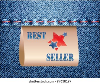 A Best seller stricker or appending label on jeans