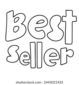 Best seller text black color isolated on transparent background. Hand drawn vector art.