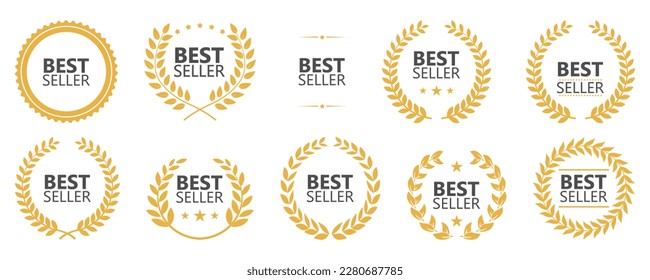 Best seller text logo with yellow laurel wreath