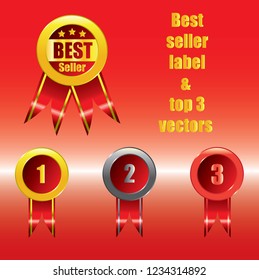 Best seller and top 3 labels isolated from background. Illustration vector.