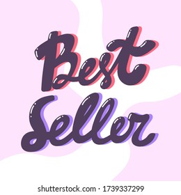 El mejor vendedor. Ilustraciones vectoriales sobre fondo blanco con letras de dibujos animados. Pegatina para el contenido de los medios sociales. Estilo cómico de arte pop.