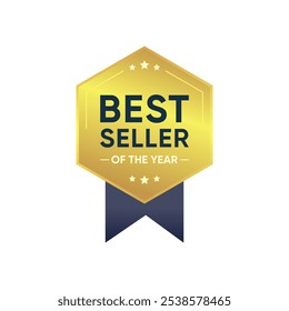 Best Seller of the year Gold Badge Stamp icon design