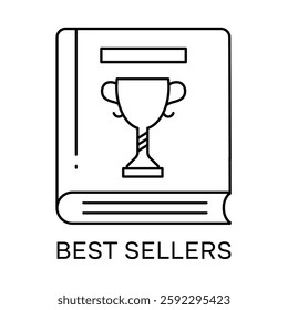 Best Sellers – Book with a Trophy Representing Popular and Highly Rated Books