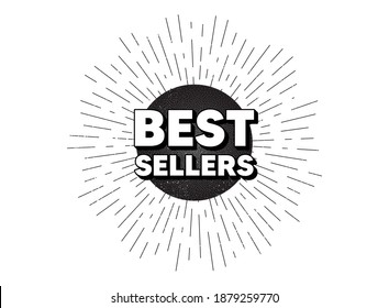 Best sellers. Vintage star burst banner. Special offer price sign. Advertising discounts symbol. Hipster sun with rays. Retro vintage starburst element. Sunburst rays bubble. Vector