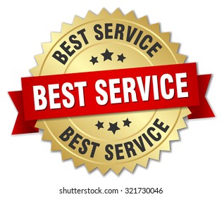 Best Service 3d Gold Badge With Red Ribbon