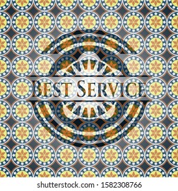 Best Service arabic style badge. Arabesque decoration.